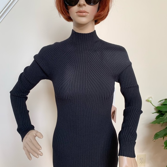 black ribbed sweater dress